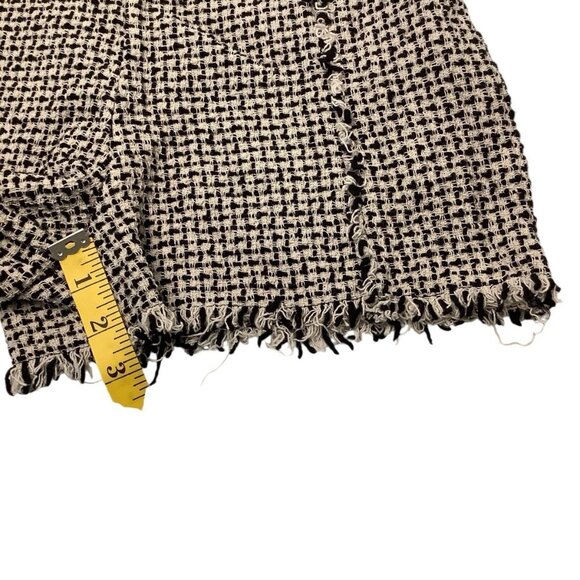 ZARA Tweed High-Waisted Fringed Houndstooth Shorts Size Small - Picture 5 of 10